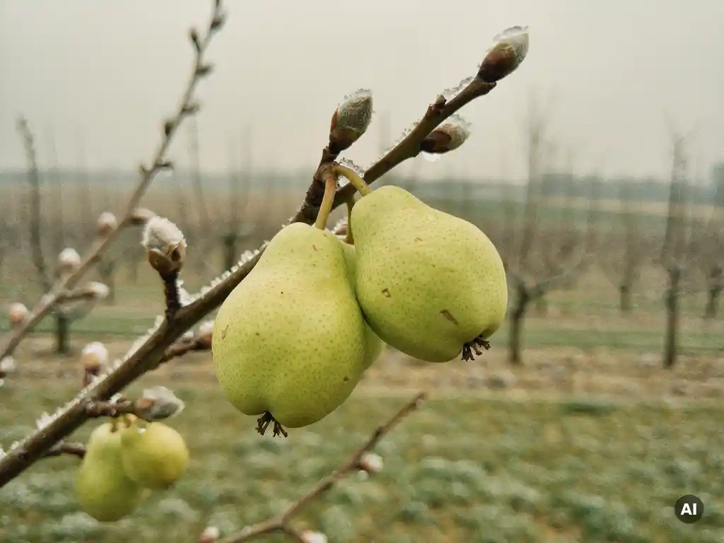 How does a mild winter affect the pear harvest?