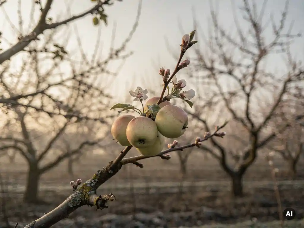 How does a mild winter affect the apple harvest?