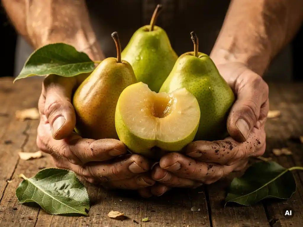 Which pear varieties are suitable for direct consumption without peeling?