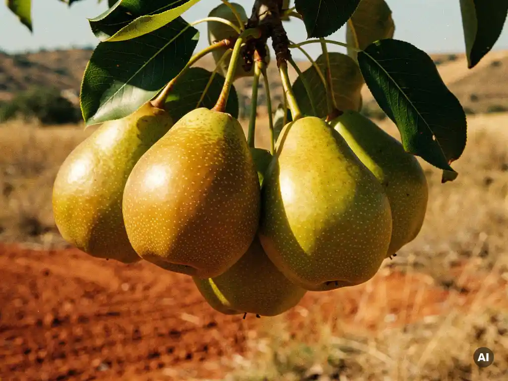 Which pear varieties have been tested in warm growing regions?