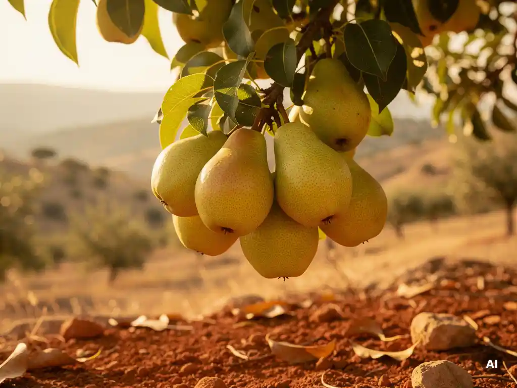 Which pear varieties are popular among growers in warm climates?