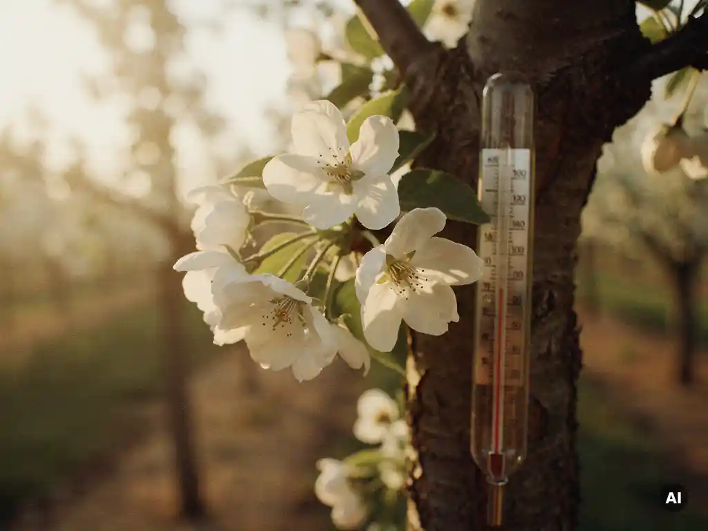 What is the influence of heat on pear bloom?