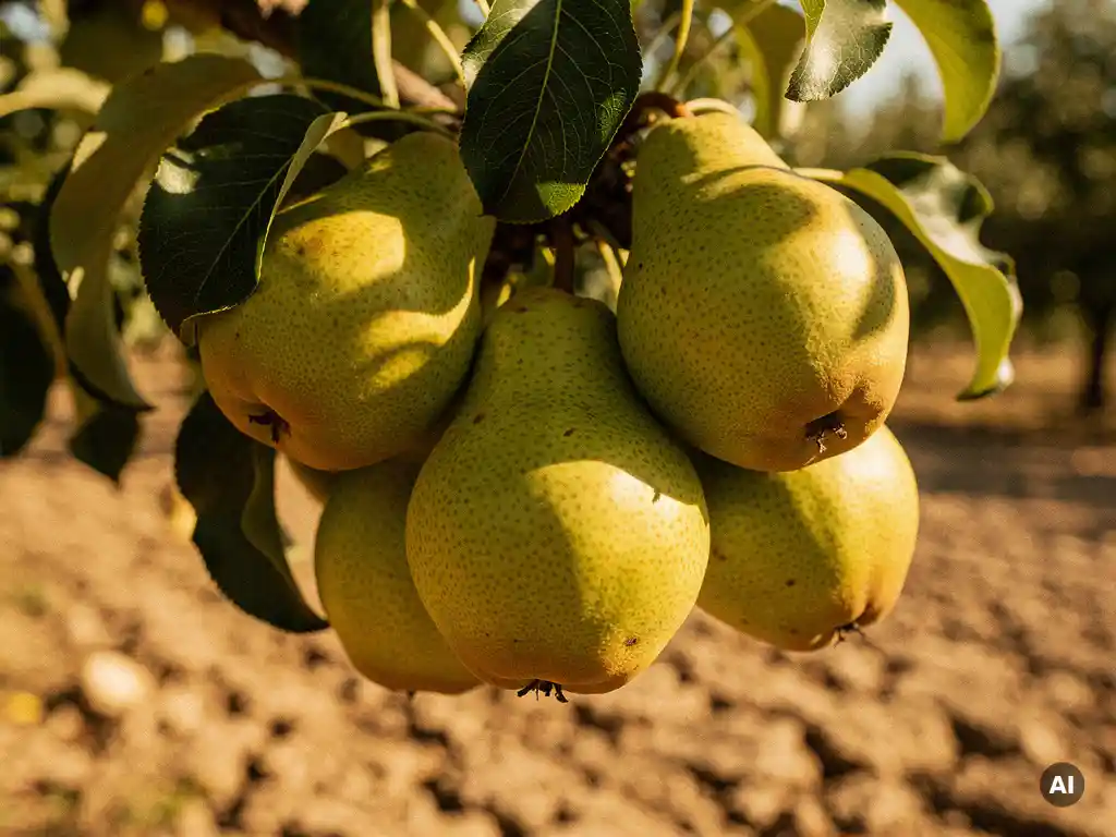 Which pear varieties retain their quality under warm growing conditions?
